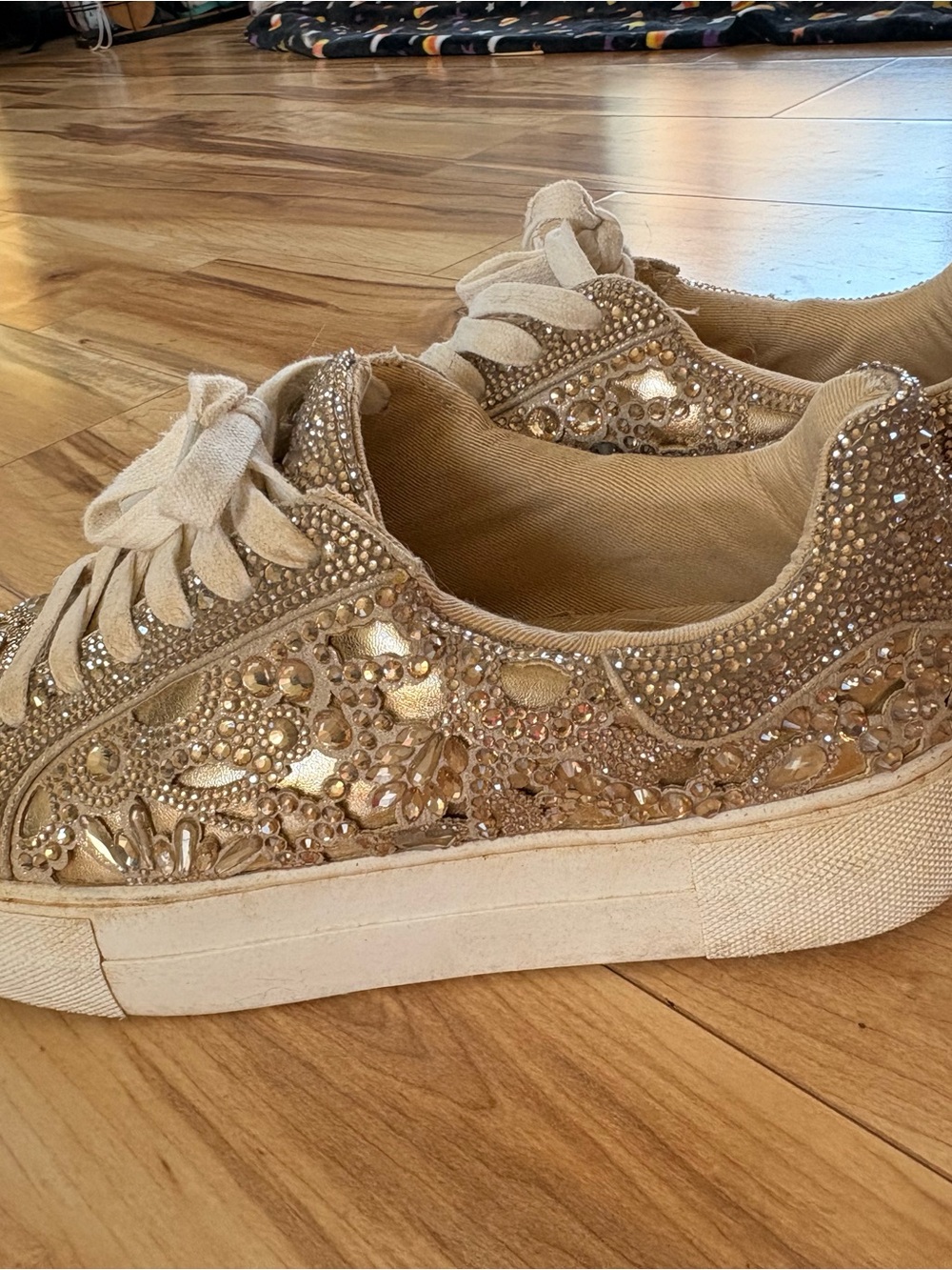 Betsey Johnson Gold Embellished Women's Sneakers